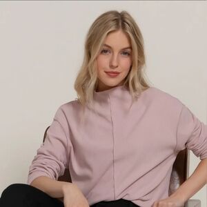 Long Sleeve Visible Overlocked Seams Detail Brushed Rib Top